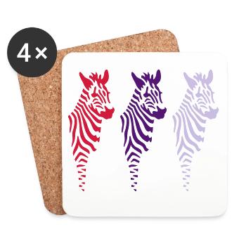 Three Zebras (b) - Untersetzer (4er-Set) - Weiß - Vorne