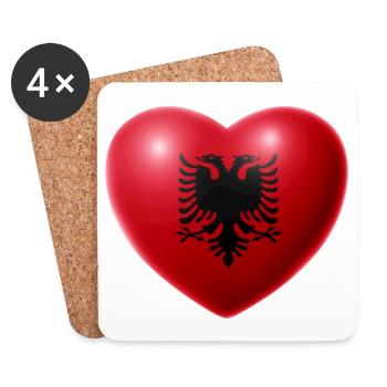 Herz (Albanien / Albania) - Untersetzer (4er-Set) - Weiß - Vorne