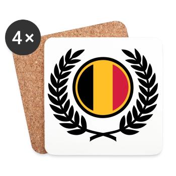 Belgium (flag & laurel wreath) - Coasters (set of 4) - white - Front