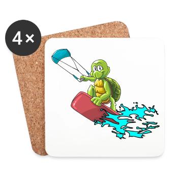 Kitesurfer Schildkröte - Untersetzer (4er-Set) - Weiß - Vorne