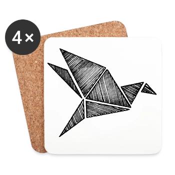 Oiseau Origami - Dessous de verre (lot de 4) - blanc - Devant