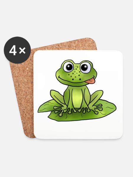 Frosch auf Seerose - Untersetzer (4er-Set) - Weiß