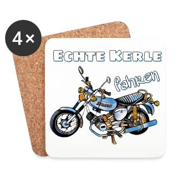 Echte Kerle fahren Simson Moped Nostalgie Mechanik - Untersetzer (4er-Set) - Weiß - Vorne