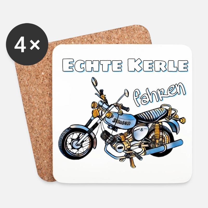 Echte Kerle fahren Simson Moped Nostalgie Mechanik - Untersetzer (4er-Set) - Weiß