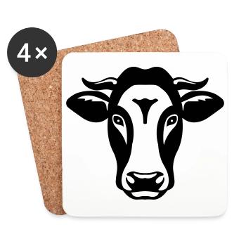 tête de vache - Dessous de verre (lot de 4) - blanc - Devant