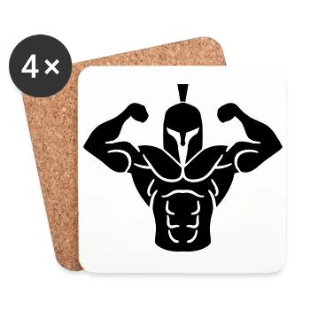 casque spartiate guerrier muscles - Dessous de verre (lot de 4) - blanc - Devant