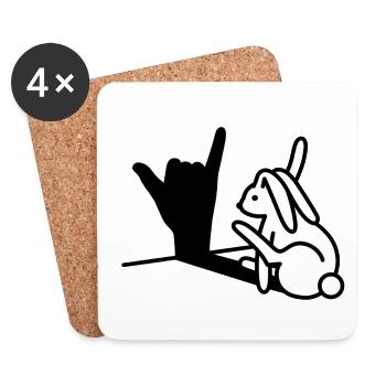 Rabbit hand shadow call you! mobile phone - Coasters (set of 4) - white - Front