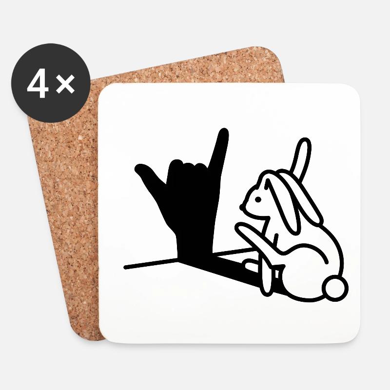 Kaninchen Hand Schatten Ruf Dich An! Handy Telefon - Untersetzer (4er-Set) - Weiß