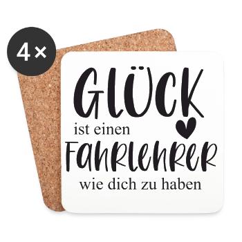 Fahrlehrer Glück Bedanken Führerschein Geschenk - Untersetzer (4er-Set) - Weiß - Vorne