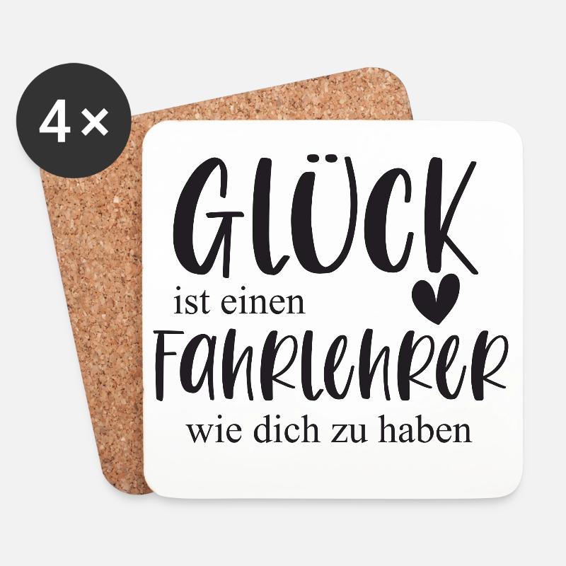 Fahrlehrer Glück Bedanken Führerschein Geschenk - Untersetzer (4er-Set) - Weiß