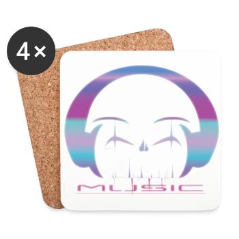 Casque de musique coloré - Dessous de verre (lot de 4) - blanc - Devant