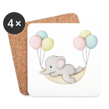 niedlicher Baby Elefant in Hängematte - Untersetzer (4er-Set) - Weiß - Vorne