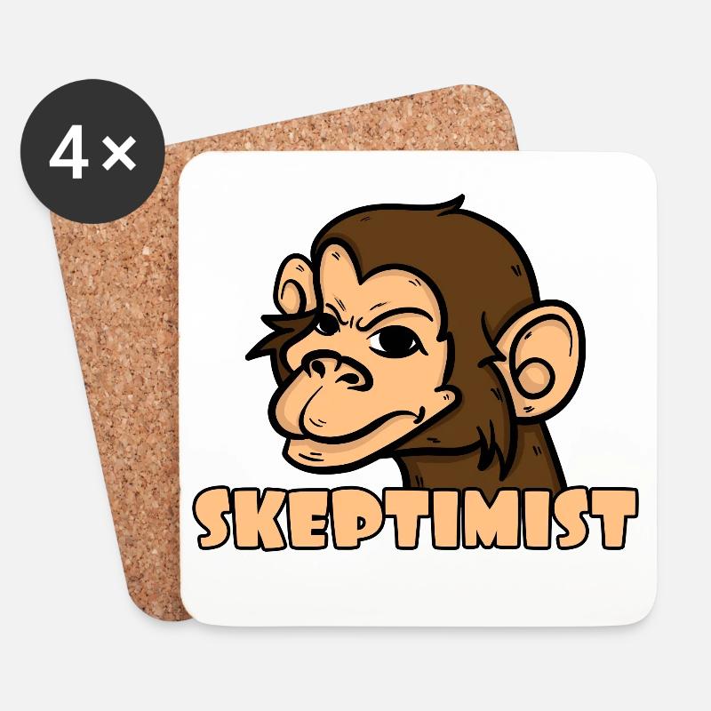 Skeptiker Affe - Skeptimist - Untersetzer (4er-Set) - Weiß