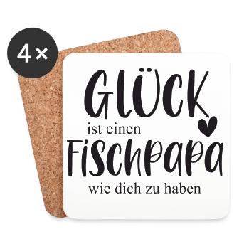 Fische Fischpapa Haustier Aquarium Geschenk - Untersetzer (4er-Set) - Weiß - Vorne