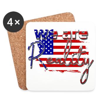 we are reality USA Star Strip American - Coasters (set of 4) - white - Front