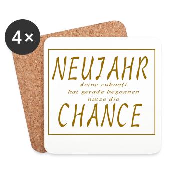 Neues Jahr Neue Chance - Slogan Spruch - Untersetzer (4er-Set) - Weiß - Vorne