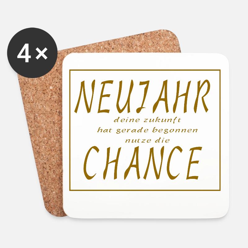 Neues Jahr Neue Chance - Slogan Spruch - Untersetzer (4er-Set) - Weiß