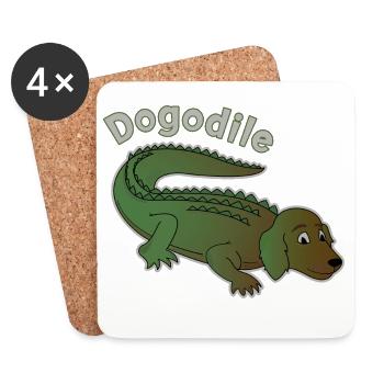 Hund Krokodil Alligator - Dog crocodile - Dogodile - Untersetzer (4er-Set) - Weiß - Vorne