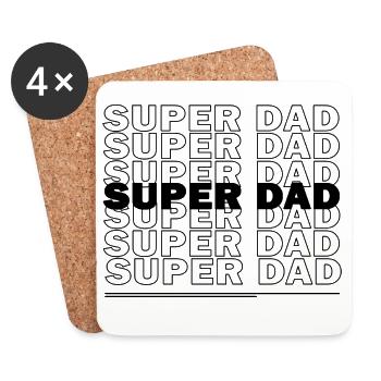 SUPER DAD - Untersetzer (4er-Set) - Weiß - Vorne