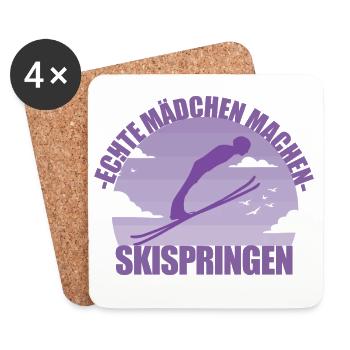 Skispringen Skispringerin Mädchen Geschenk - Untersetzer (4er-Set) - Weiß - Vorne