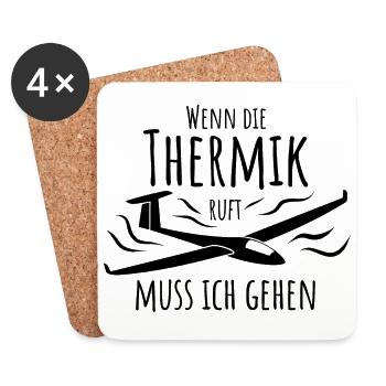 Wenn die Thermik ruft muss ich gehen - Segelflug - Untersetzer (4er-Set) - Weiß - Vorne