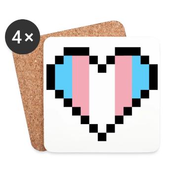 Transgender Pride Pixel Art Herz - Untersetzer (4er-Set) - Weiß - Vorne