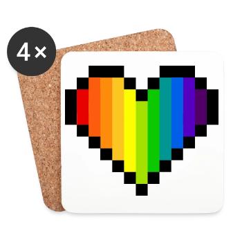 Pixel Art Rainbow Heart - LGBT Pride - Coasters (set of 4) - white - Front