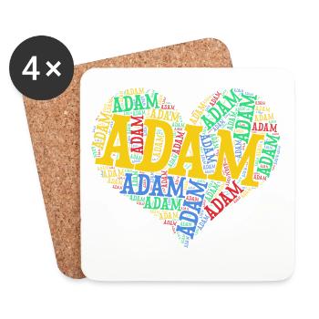Adam heart heart cloud t-shirt gift t-shirt - Coasters (set of 4) - white - Front