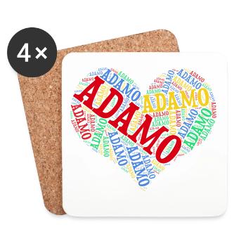 Adamo word cloud coeur t-shirt cadeau t-shirt - Dessous de verre (lot de 4) - blanc - Devant
