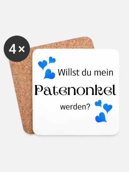 Willst du mein Patenonkel werden - Untersetzer (4er-Set) - Weiß