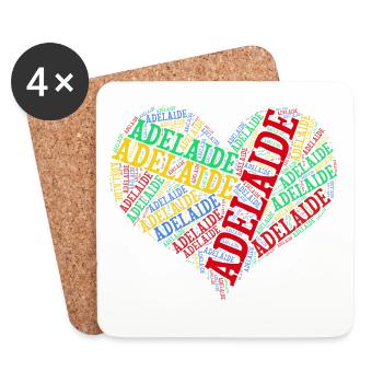 Adelaide t-shirt heart t-shirt word cloud - Coasters (set of 4) - white - Front