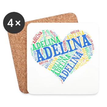Adelina heart heart cloud t-shirt gift t-shirt - Coasters (set of 4) - white - Front