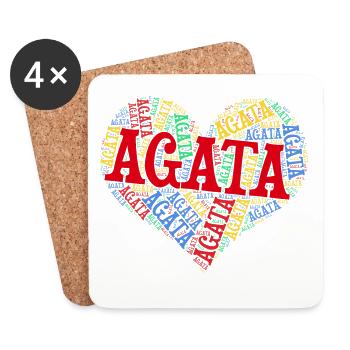 t-shirt Agata word cloud heart t-shirt - Coasters (set of 4) - white - Front
