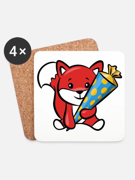 Cunning fox with sugar cone - Coasters (set of 4) - white