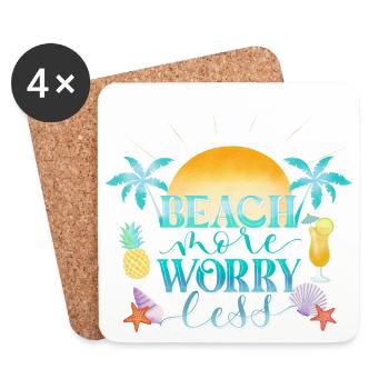 Beach More. Worry Less. - Untersetzer (4er-Set) - Weiß - Vorne