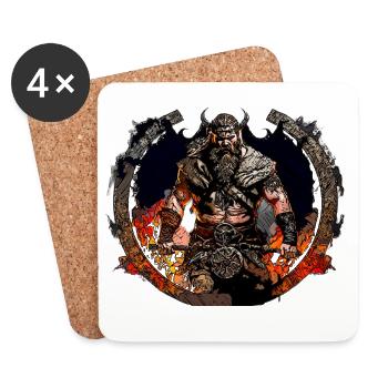 Viking warriors in the circle of fire - Coasters (set of 4) - white - Front