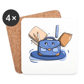 Cartable Bleu - Dessous de verre (lot de 4) - blanc - Devant