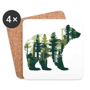 Bear, Forest, Wildlife, Animal, Nature, Bears - Coasters (set of 4) - white - Front