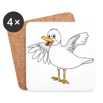 Seagull - crazy bird from the coast - Coasters (set of 4) - white - Front