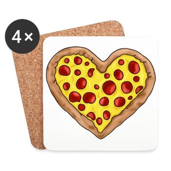 Pizza Heart Love Pizzalover - I Love Pizza - Coasters (set of 4) - white - Front