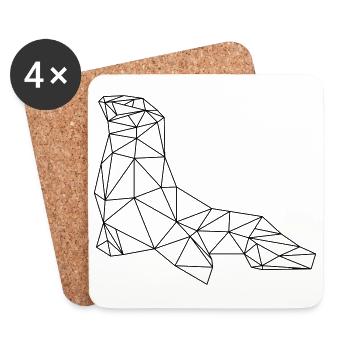 Seehund Robbe geometrisch - Untersetzer (4er-Set) - Weiß - Vorne