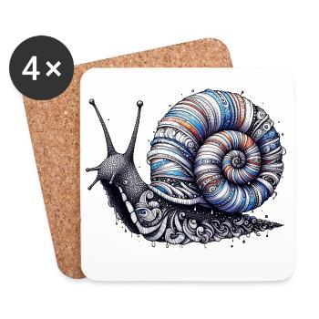 Snail - Coasters (set of 4) - white - Front