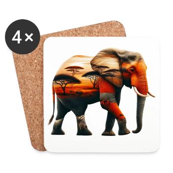 Elefant - Untersetzer (4er-Set) - Weiß - Vorne