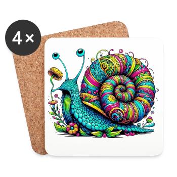 Schnecke - Untersetzer (4er-Set) - Weiß - Vorne
