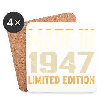 Cadeau Anniversaire 1947 Génial Depuis 1947 Retro - Dessous de verre (lot de 4) - blanc - Devant