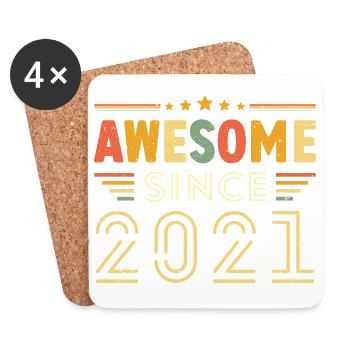 Vintage Legend 2021 Geschenk von 2021 - Jahrgang 2021 - Untersetzer (4er-Set) - Weiß - Vorne