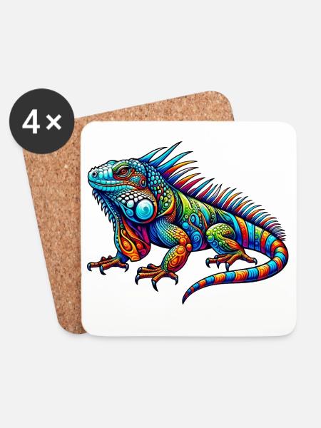 Leguan - Untersetzer (4er-Set) - Weiß