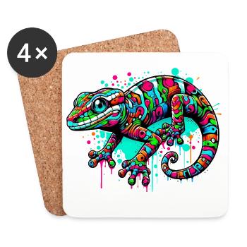 Gecko - Untersetzer (4er-Set) - Weiß - Vorne
