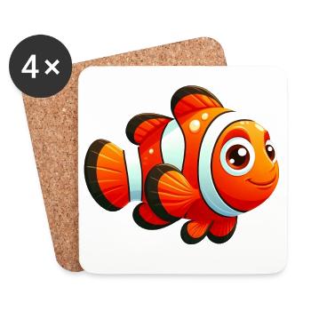 Poisson-clown - Dessous de verre (lot de 4) - blanc - Devant