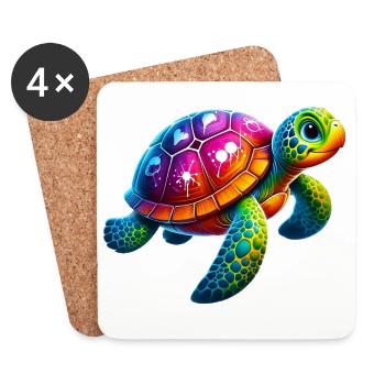 Tortue - Dessous de verre (lot de 4) - blanc - Devant